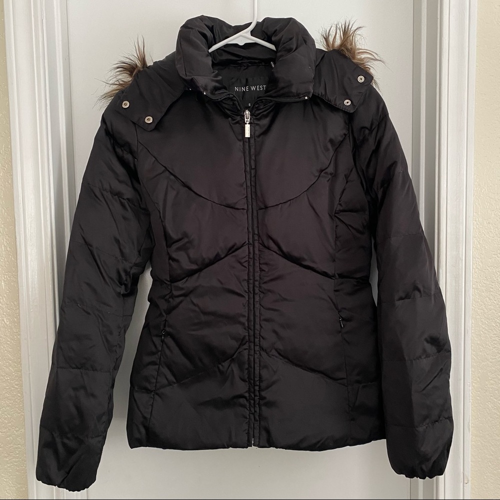 Women’s Nine West Down Puffer Jacket Faux Fur small